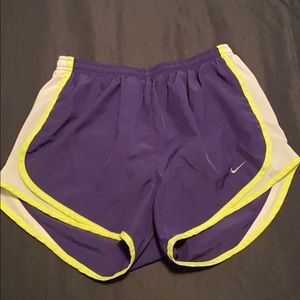 Purple/Yellow Nike Dri Fit Tempo Running Shorts